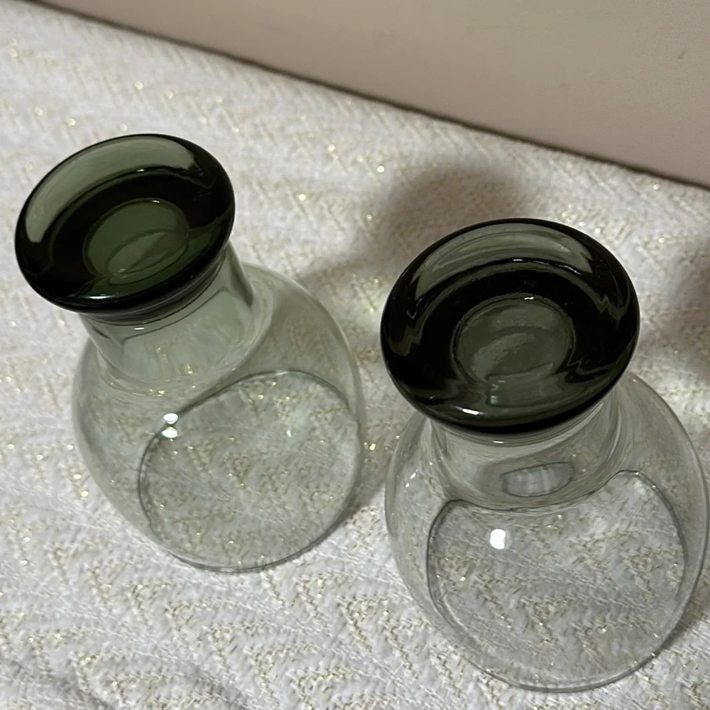 Vintage MCM EUC Set of 2 Federal Glass Sundown Smoke Gray Pedestal Beer Glasses